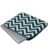 Minze, Navy Blue Large Zickzack ZigZag Muster Laptopschutzhülle (Vorne Knopf)