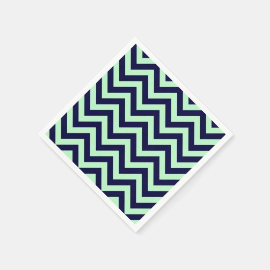Minze, Navy Blue Large Zickzack ZigZag Muster Serviette (Ecke)