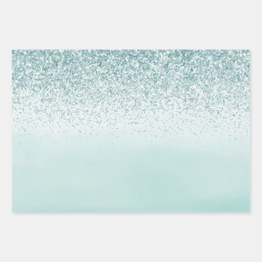 Minze Ombre Glitzer Geschenkpapier Set (Vorderseite 2)