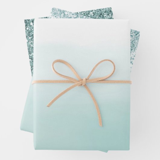 Minze Ombre Glitzer Geschenkpapier Set (Beispiel)