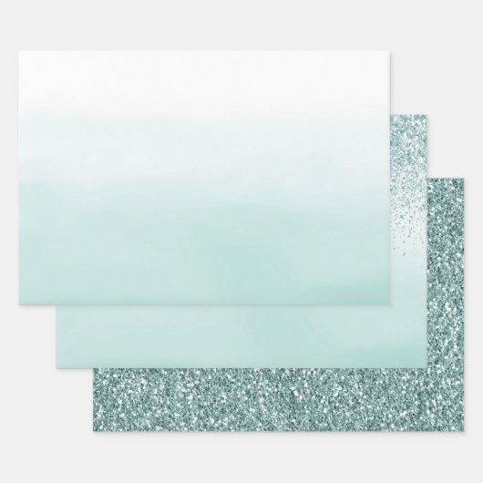 Minze Ombre Glitzer Geschenkpapier Set (Set)