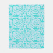 Minze Owl Bear Deer Fox Woodland Kreaturenmuster Fleecedecke (Vorderseite)