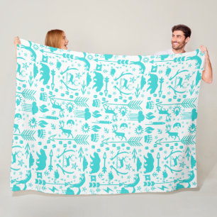 Minze Owl Bear Deer Fox Woodland Kreaturenmuster Fleecedecke