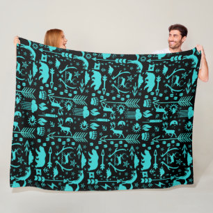 Minze Owl Bear Deer Fox Woodland Kreaturenmuster Fleecedecke