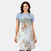 Minze Peach Beige Tropical Bouquets Schürze (Getragen)