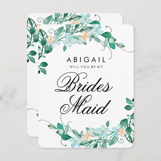 Minze & Peach Blumenkranz wird überbrückt Einladung (Vorne/Hinten)