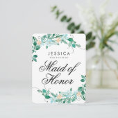 Minze & Peach Floral werden Sie meine Trauzeugin s Einladung (Stehend Vorderseite)