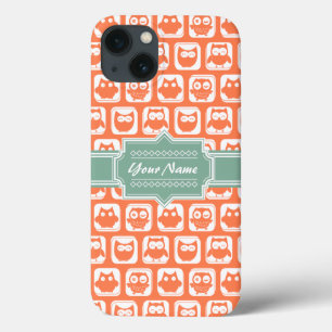 Minze Personalisiert Name Orange Owls Case-Mate iPhone Hülle