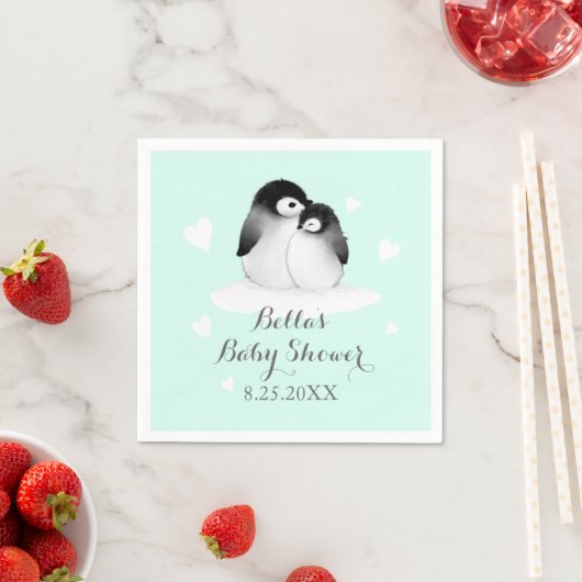 Minze Personalisiert Pinguin Paper Napkins Serviette (Beispiel)