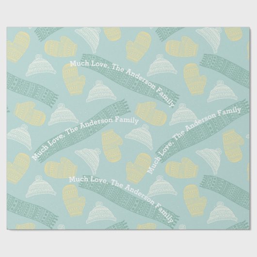 Minze Personalisierte Strick Aztec Hats Mittens Sc Geschenkpapier (Flach)