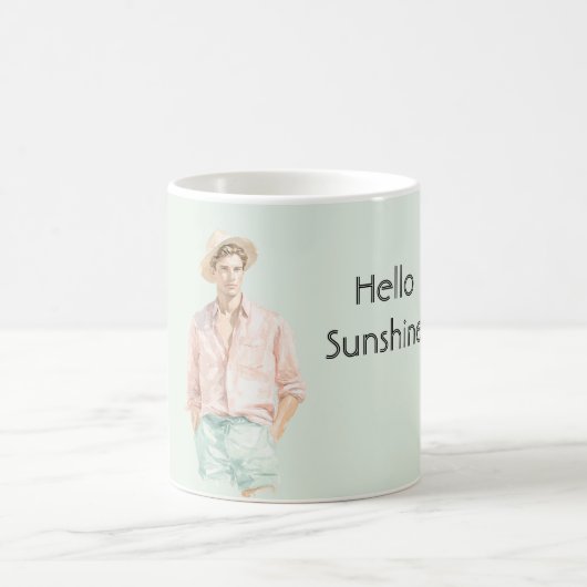 Minze Pfirsich Hallo Sonnenschein Mann  Kaffeetasse (Mittel)