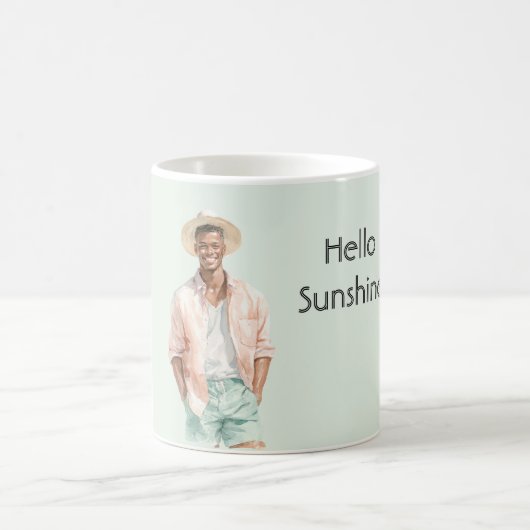 Minze Pfirsich Hallo Sonnenschein Schwarzer Mann  Kaffeetasse (Mittel)