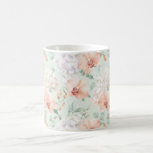 Minze-Pfirsich-Orchideenblüten Kaffeetasse (Mittel)