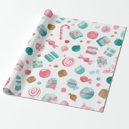 Minze & Pink CANDY Weihnachtsbuch Geschenkpapier (Ungerollt)