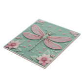 Minze & Pink Dragonfly und Blume Girl Floral Fliese (Seite)