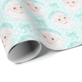 Minze Pink Hat Santa Mint Bows Polka Dot Geschenkpapier (Rolleneckpunkt)