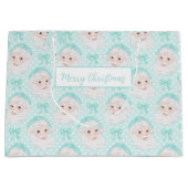 Minze Pink Hat Santa Mint Bows Polka Dot Große Geschenktüte (Vorderseite)