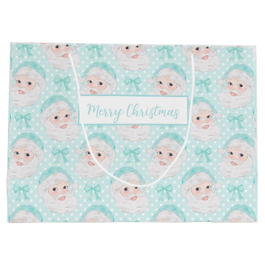 Minze Pink Hat Santa Mint Bows Polka Dot Große Geschenktüte (Rückseite)