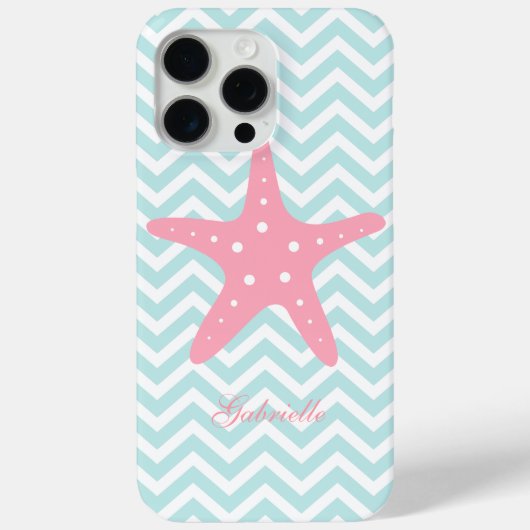Minze & Pink Zigzag Muster Starfish Case-Mate iPhone Hülle (Rückseite)