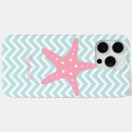 Minze & Pink Zigzag Muster Starfish Case-Mate iPhone Hülle (Rückseite (Horizontal))