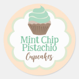Minze Pistachio Cupcake Scallop Label Runder Aufkleber