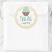 Minze Pistachio Cupcake Scallop Label Runder Aufkleber (Tasche)