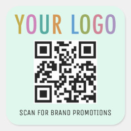 Minze QR-Code-Aufkleber für Website mit Logo-Platz Quadratischer Aufkleber