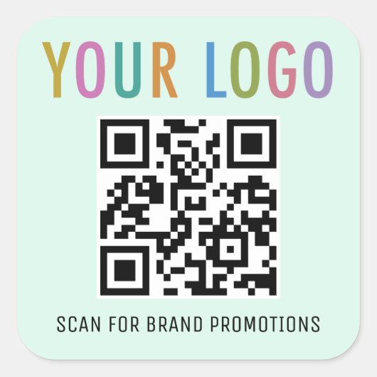 Minze QR-Code-Aufkleber für Website mit Logo-Platz Quadratischer Aufkleber (Vorderseite)