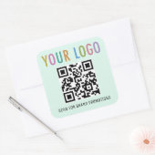 Minze QR-Code-Aufkleber für Website mit Logo-Platz Quadratischer Aufkleber (Umschlag)