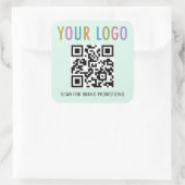 Minze QR-Code-Aufkleber für Website mit Logo-Platz Quadratischer Aufkleber (Tasche)