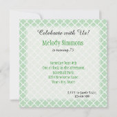 Minze Quatrefoil Geburtstag Einladung (Rückseite)