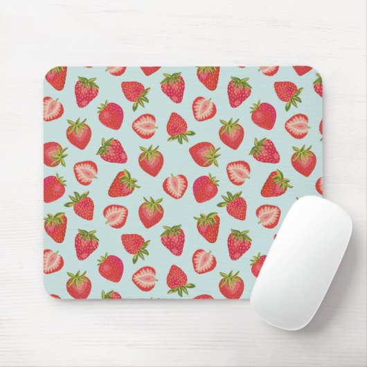 Minze & Red Summer Strawberry Muster Mousepad (Mit Mouse)