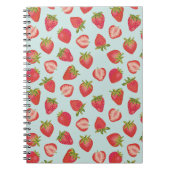 Minze & Red Summer Strawberry Muster Notizblock (Vorderseite)