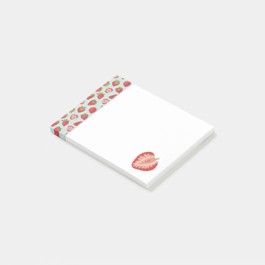 Minze & Red Summer Strawberry Muster Post-it Klebezettel (angewinkelt)