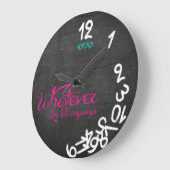 Minze, Rosa und Weiß, was immer ich zu spät bin Große Wanduhr (Winkel)