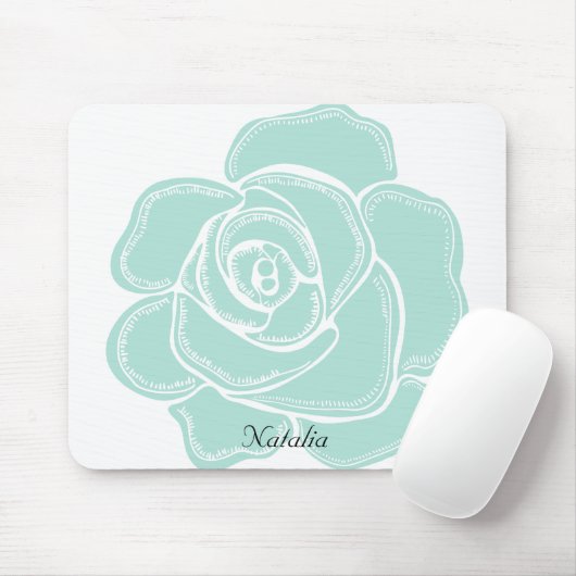 Minze Rose Floral Mousepad (Mit Mouse)