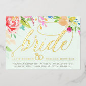 Minze | Rose & Gold Diamond Ring Brautparty Folieneinladung (Vorderseite)