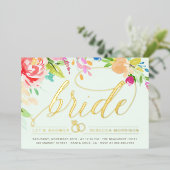 Minze | Rose & Gold Diamond Ring Brautparty Folieneinladung (Stehend vorne)