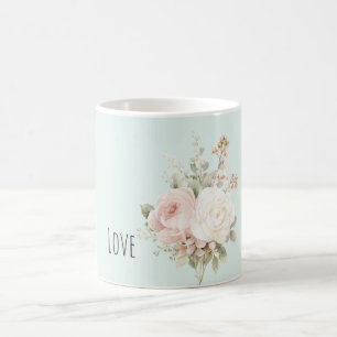 Minze Rosé Rosa Weiße Rosen Floral Kaffeetasse