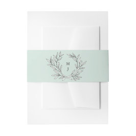 Minze Rustic Monogram Wreath Invasion Bauchband Einladungsbanderole