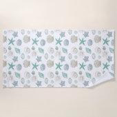 Minze Sand Blue Muscheln Starfish Strandtuch (Vorderseite)
