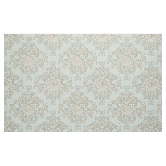 Minze Scallop Muschel Leaf Scroll Damask Ocean Bea Stoff (Fat Quarter (45,7 x 55,9 cm))
