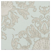 Minze Scallop Muschel Leaf Scroll Damask Ocean Bea Stoff (Nahaufnahme)