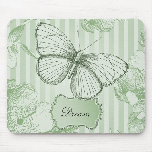 Minze Schmetterling Streifen Traum Mousepad (Vorne)