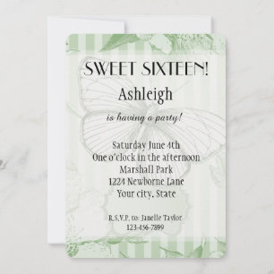 Minze Schmetterling Sweet Sixteen Einladung