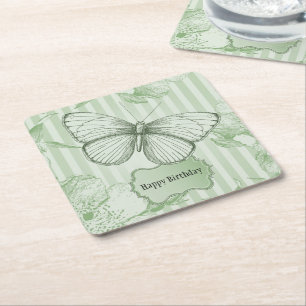 Minze Schmetterling Sweet Sixteen Rechteckiger Pappuntersetzer