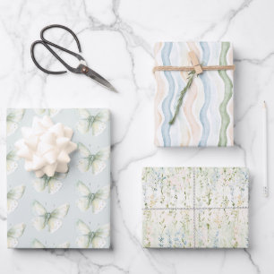 Minze Schmetterlinge Geburtstag Geschenkpapier Set