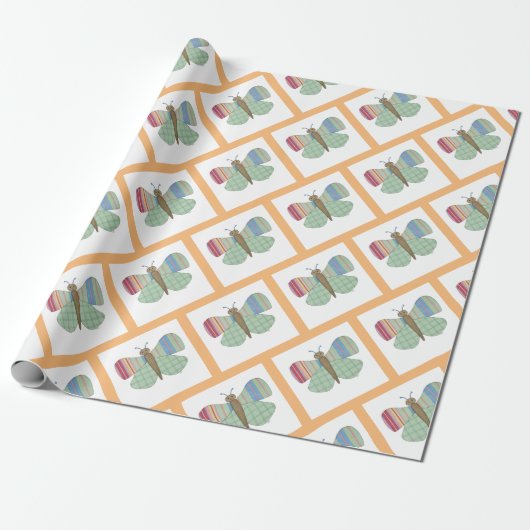 Minze-Schmetterlingspapier Geschenkpapier (Ungerollt)