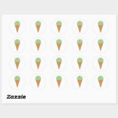 Minze Schokolade Chip Ice Creme Cone Runder Aufkleber (Blatt)
