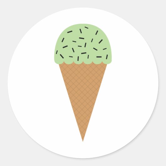 Minze Schokolade Chip Ice Creme Cone Runder Aufkleber (Vorderseite)